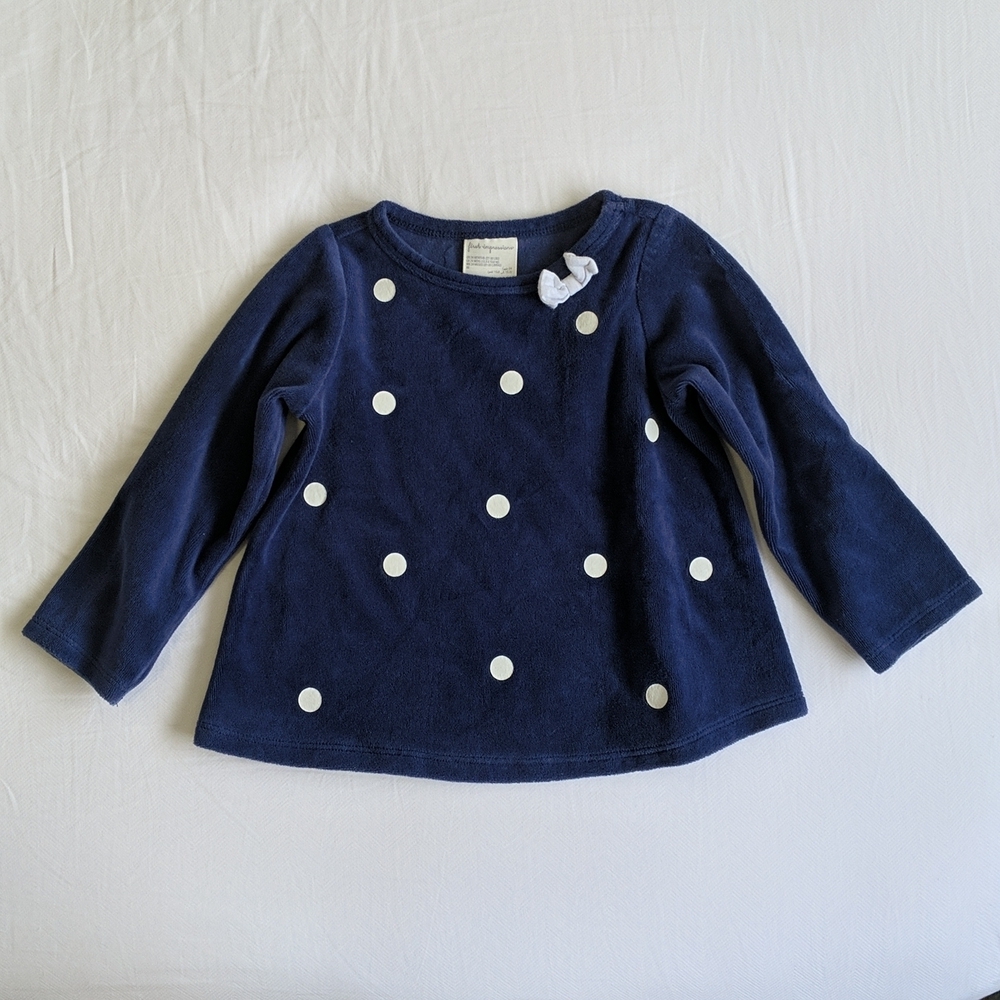 first impressions velour polkadot long sleeve swing top 24 months baby girl